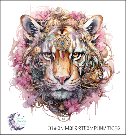514-Animals-Steampunk Tiger UV DTF Decal