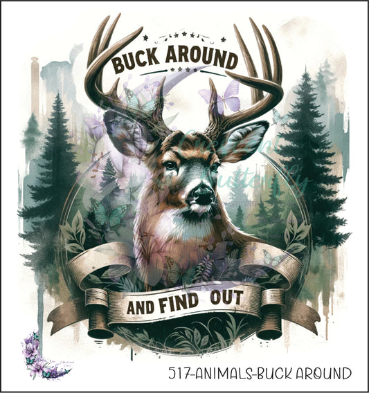 517-Animals-Buck Around UV DTF Decal