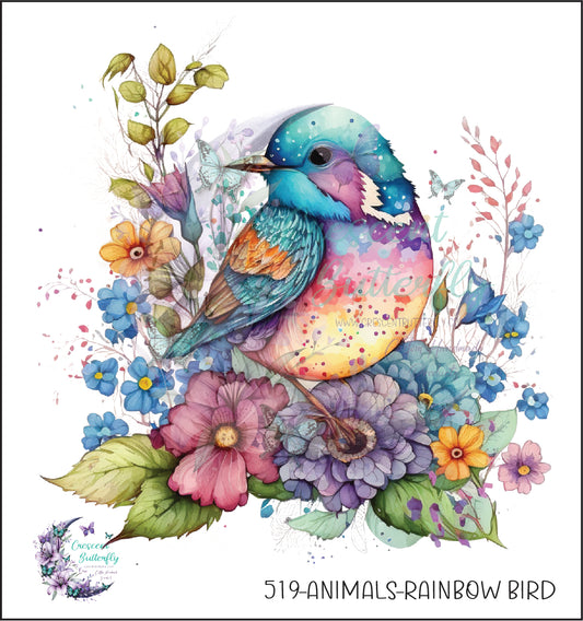 519-Animals-Rainbow Bird UV DTF Decal
