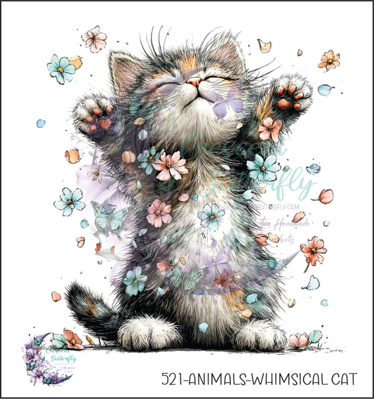 521-Animals-Whimsical Cat UV DTF Decal