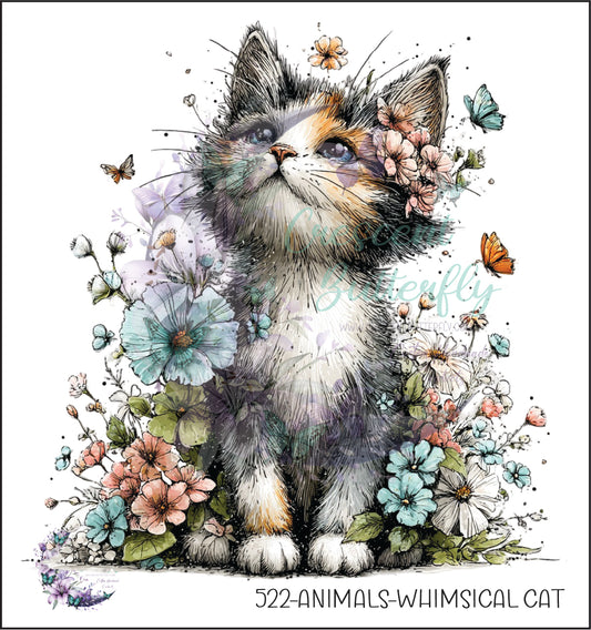 522-Animals-Whimsical Cat UV DTF Decal