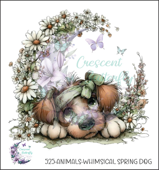 525-Animals-Whimsical Spring Dog UV DTF Decal