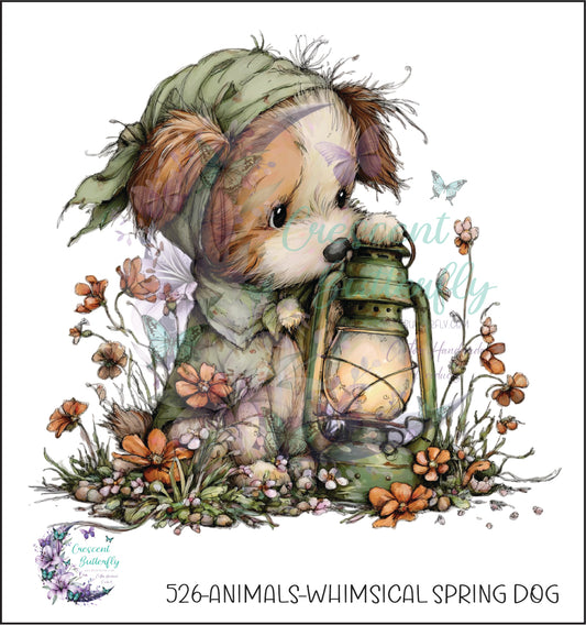 526-Animals-Whimsical Spring Dog UV DTF Decal