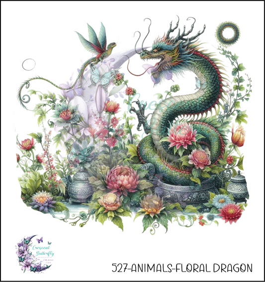 527-Animals-Floral Dragon UV DTF Decal