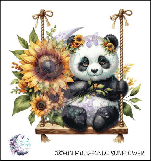 535-Animals-Panda Sunflower UV DTF Decal