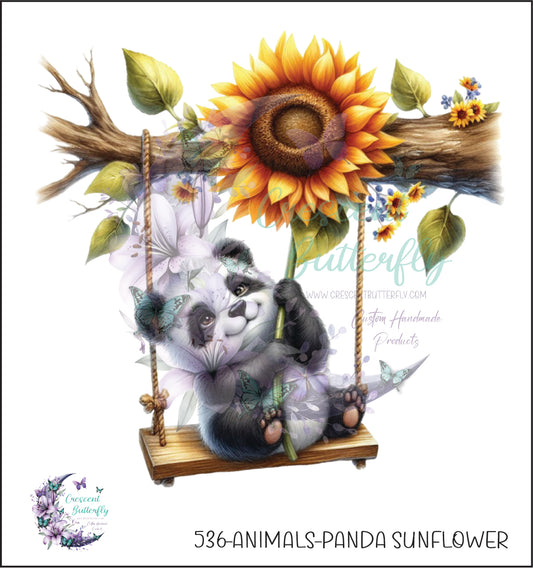 536-Animals-Panda Sunflower UV DTF Decal
