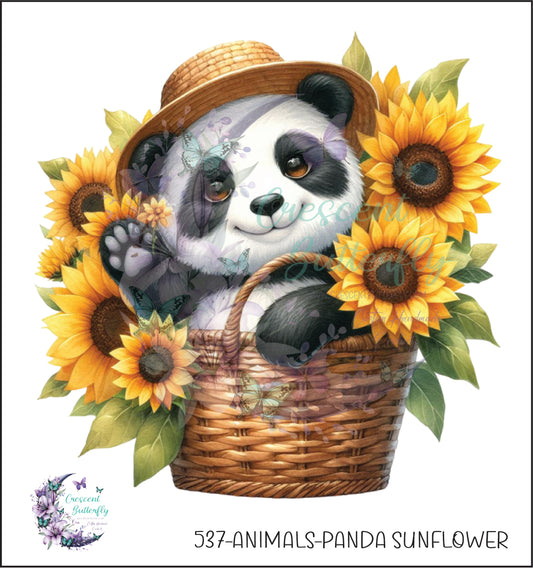 537-Animals-Panda Sunflower UV DTF Decal