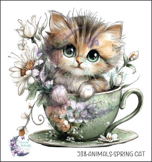 538-Animals-Spring Cat UV DTF Decal