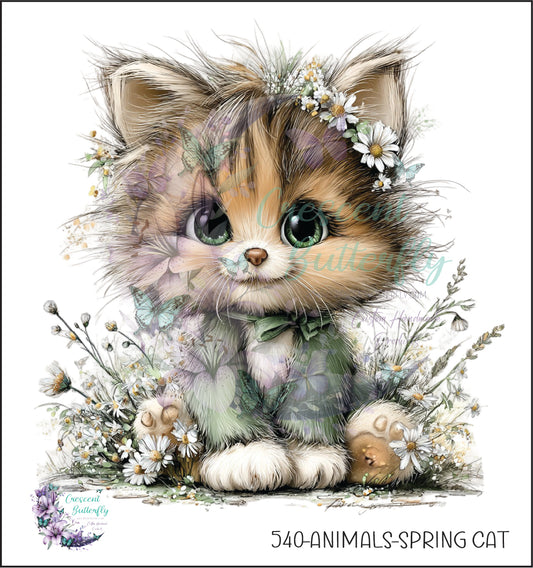 540-Animals-Spring Cat UV DTF Decal