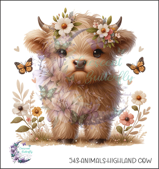 543-Animals-Highland Cow UV DTF Decal