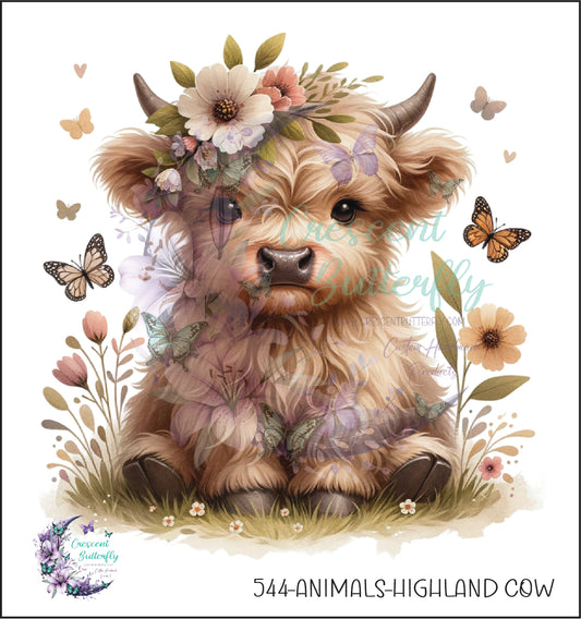 544-Animals-Highland Cow UV DTF Decal