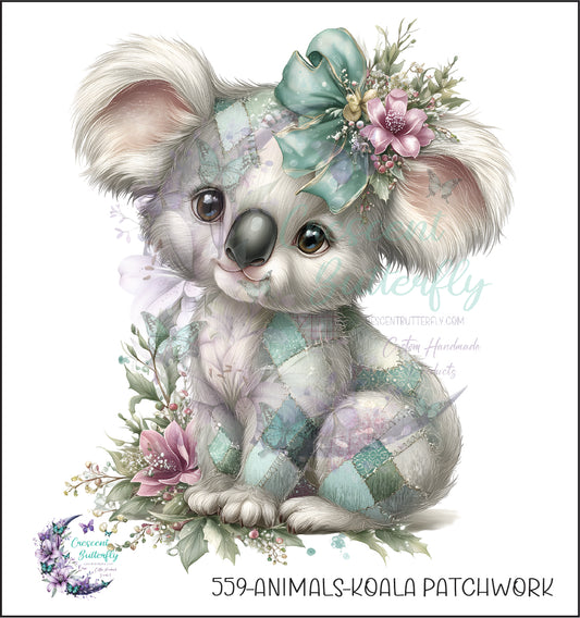 559-Animals-Koala Patchwork UV DTF Decal