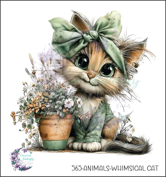 565-Animals-Whimsical Cat UV DTF Decal