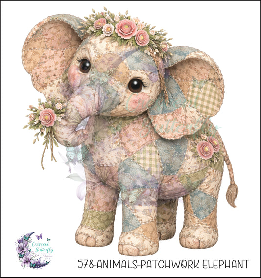 578-Animals-Patchwork Elephant UV DTF Decal