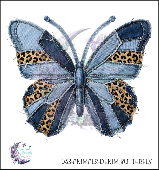 583-Animals-Denim Butterfly UV DTF Decal