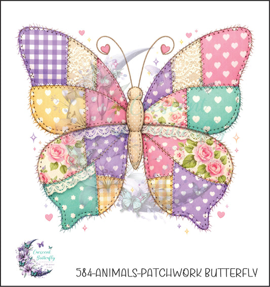 584-Animals-Patchwork Butterfly UV DTF Decal