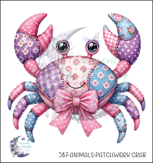 587-Animals-Patchwork Crab UV DTF Decal