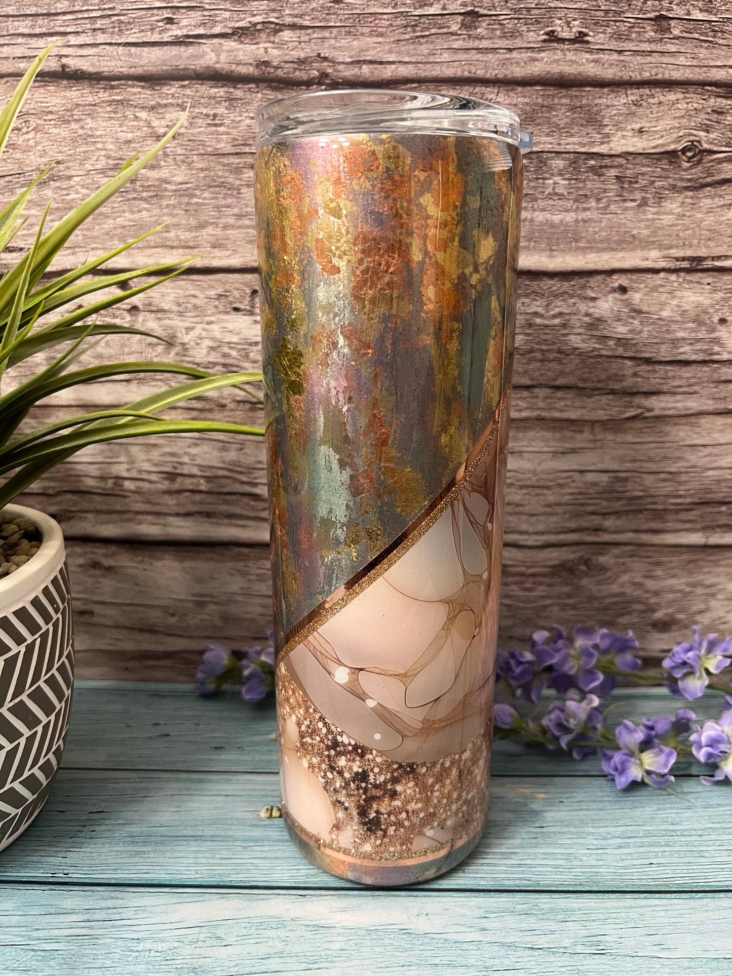 Beige Glitter Handmade Custom Epoxy Tumbler