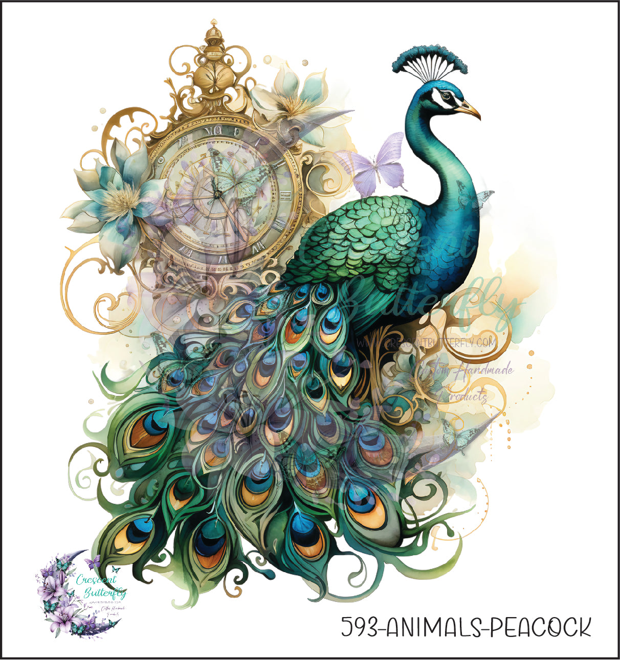 593-Animals-Peacock UV DTF Decal