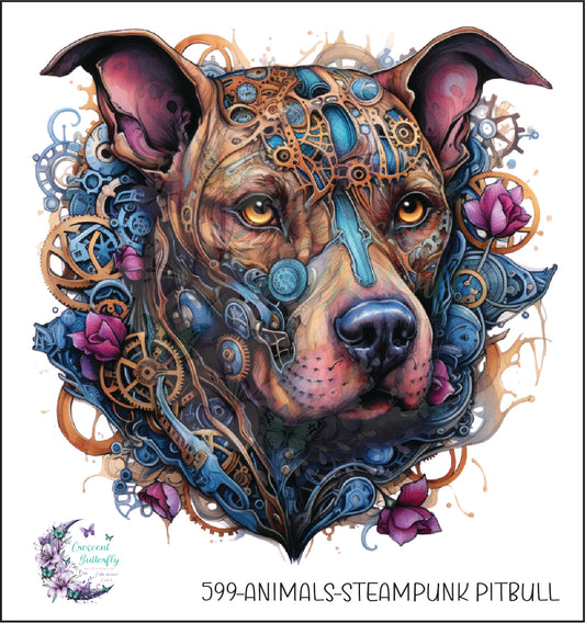 599-Animals-Steampunk Pitbull UV DTF Decal
