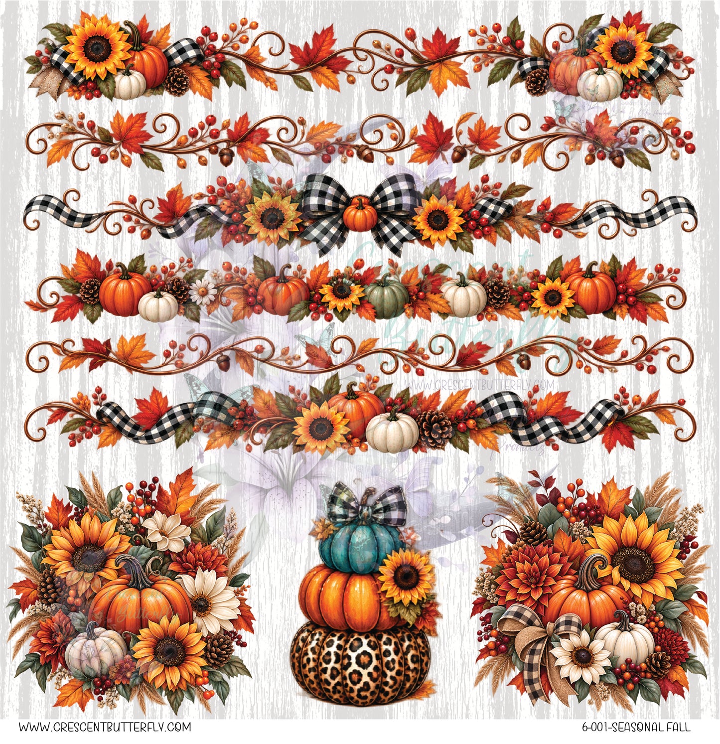 6-001-Seasonal Fall 10x10 UV DTF Sheet