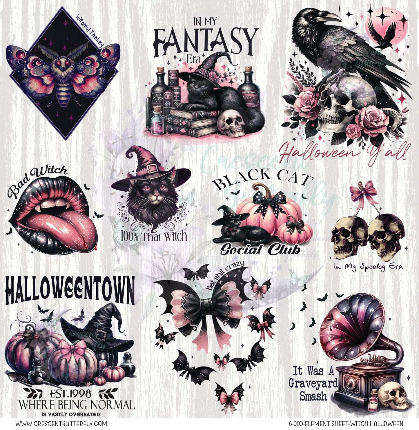 6-005-Element Sheet-Witch Halloween UV DTF