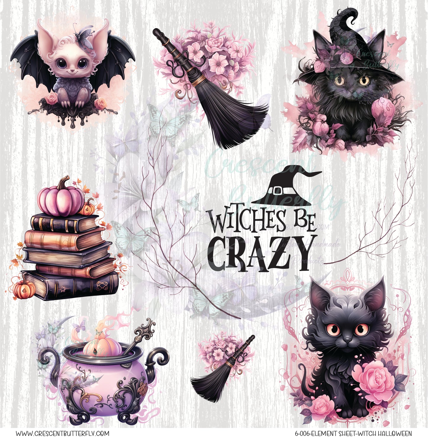 6-006-Element Sheet-Witch Halloween UV DTF