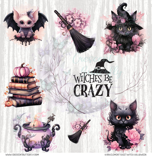 6-006-Element Sheet-Witch Halloween UV DTF