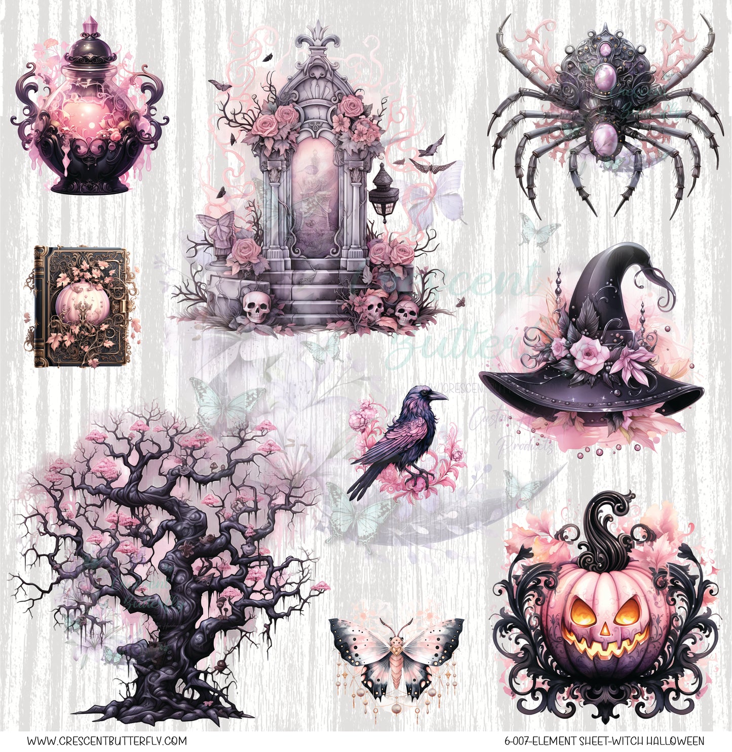 6-007-Element Sheet-Witch Halloween UV DTF