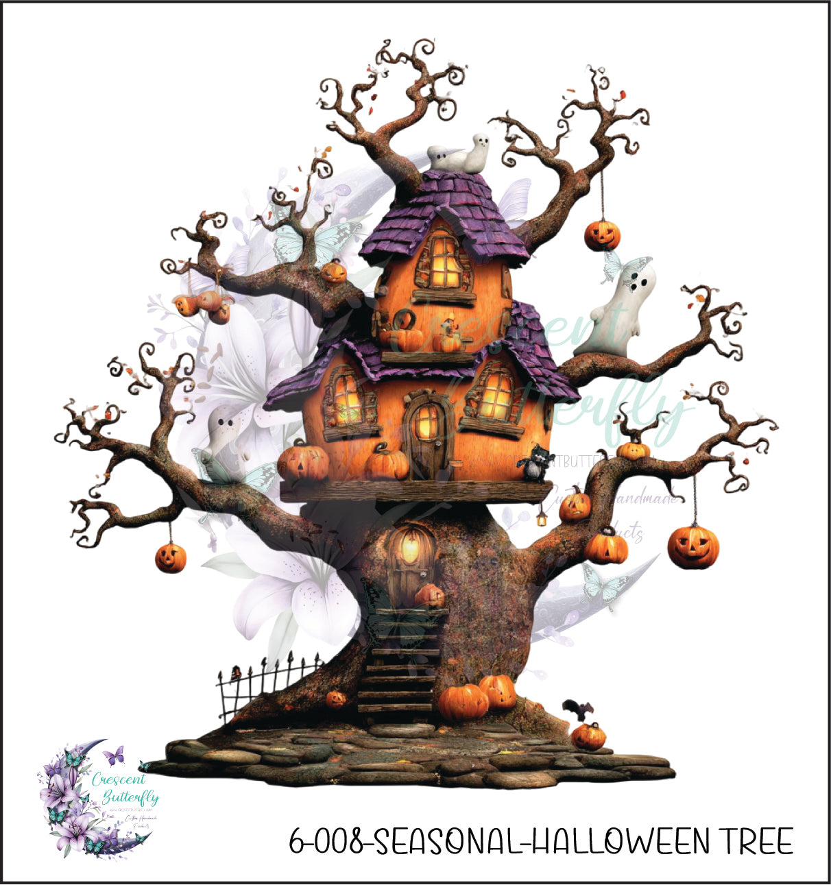 6-008-Seasonal-Halloween Tree UV DTF Decal
