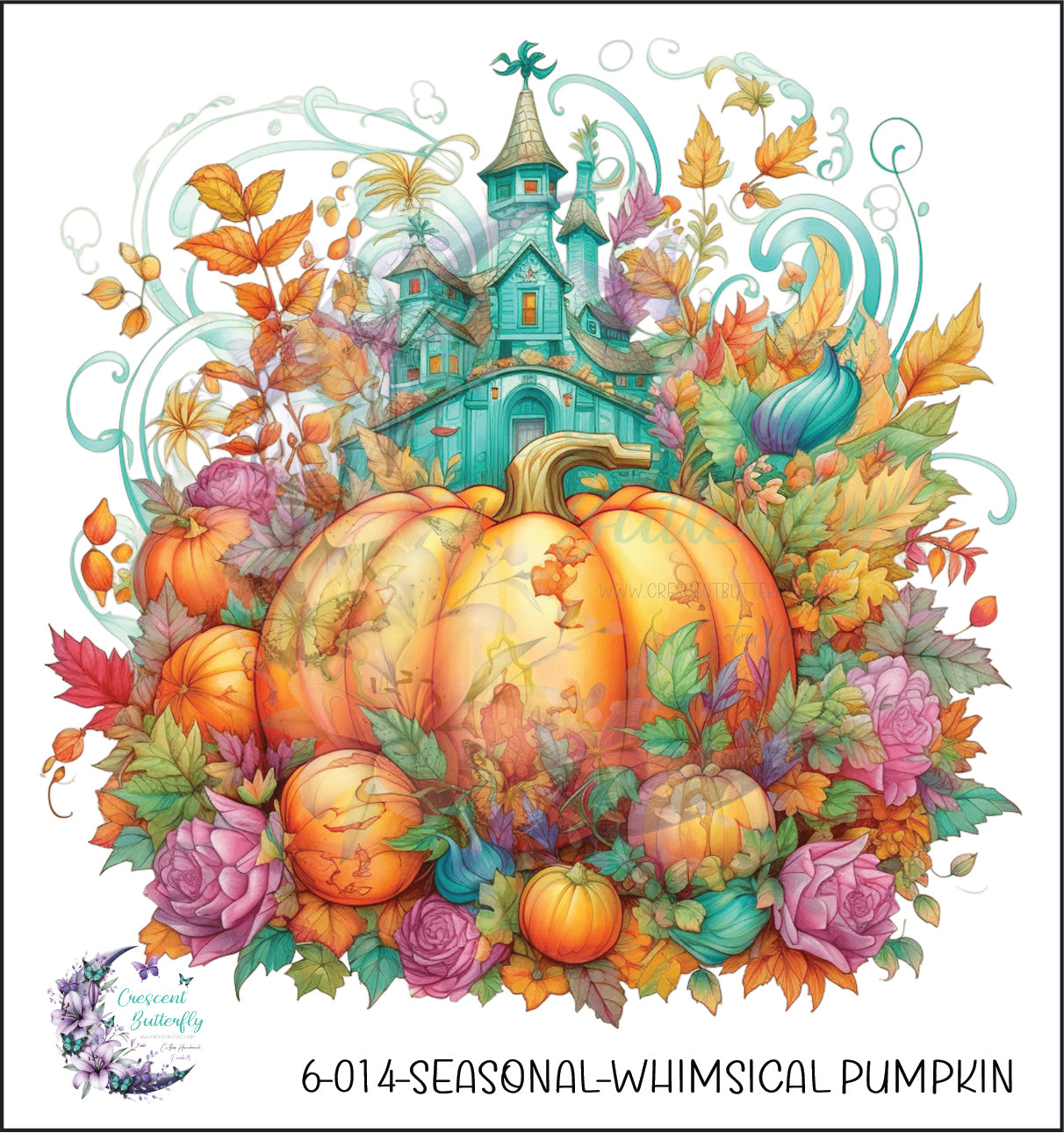 6-014-Seasonal-Whimsical Pumpkin UV DTF Decal