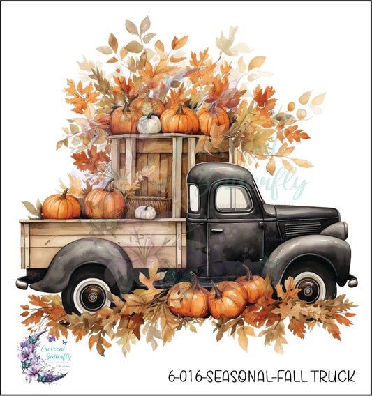 6-016-Seasonal-Fall Truck UV DTF Decal