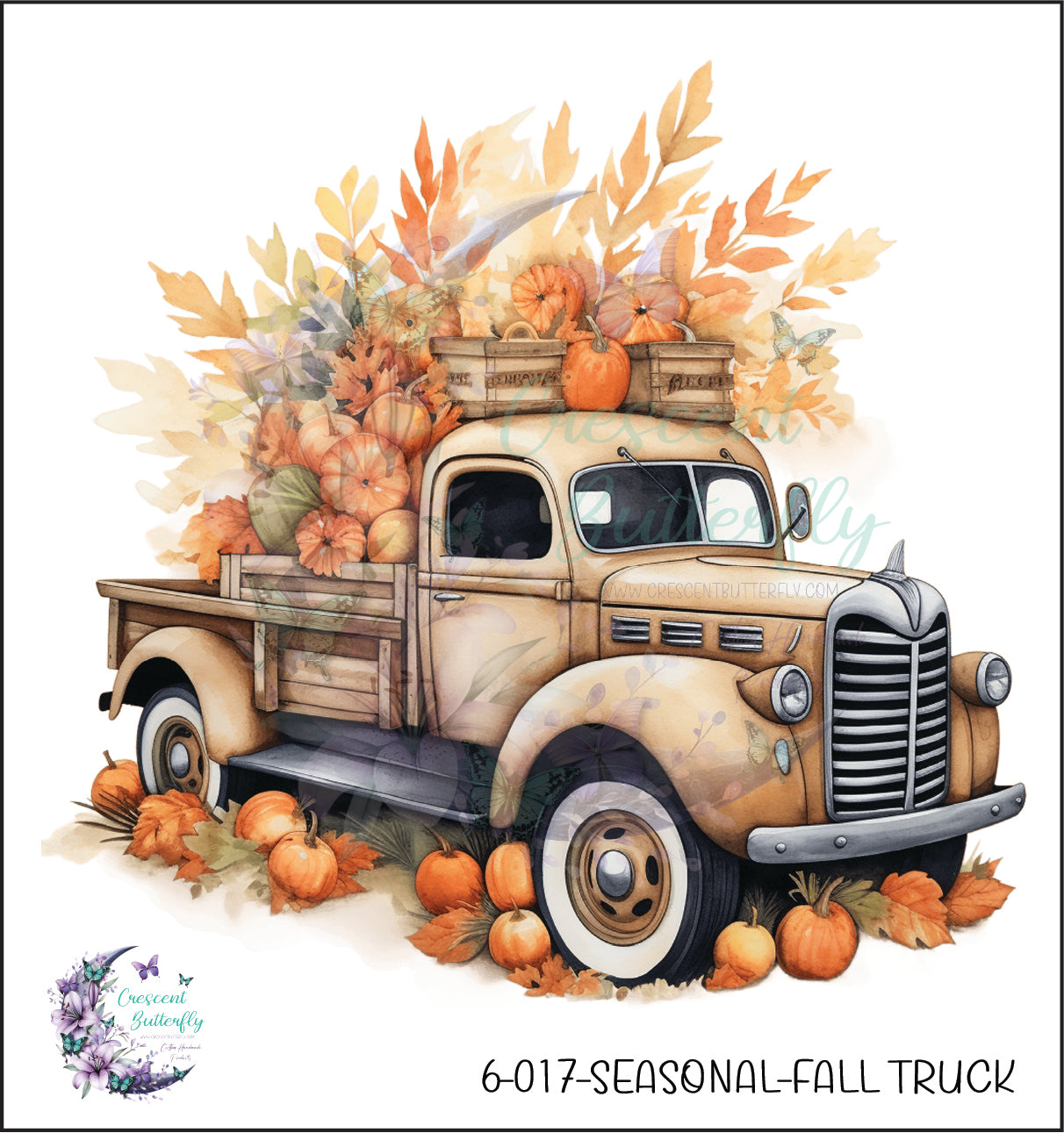 6-017-Seasonal-Fall Truck UV DTF Decal