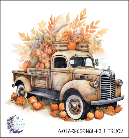 6-017-Seasonal-Fall Truck UV DTF Decal
