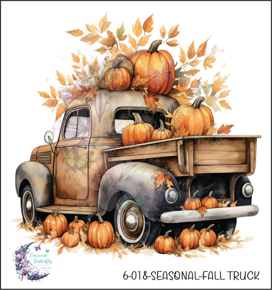 6-018-Seasonal-Fall Truck UV DTF Decal