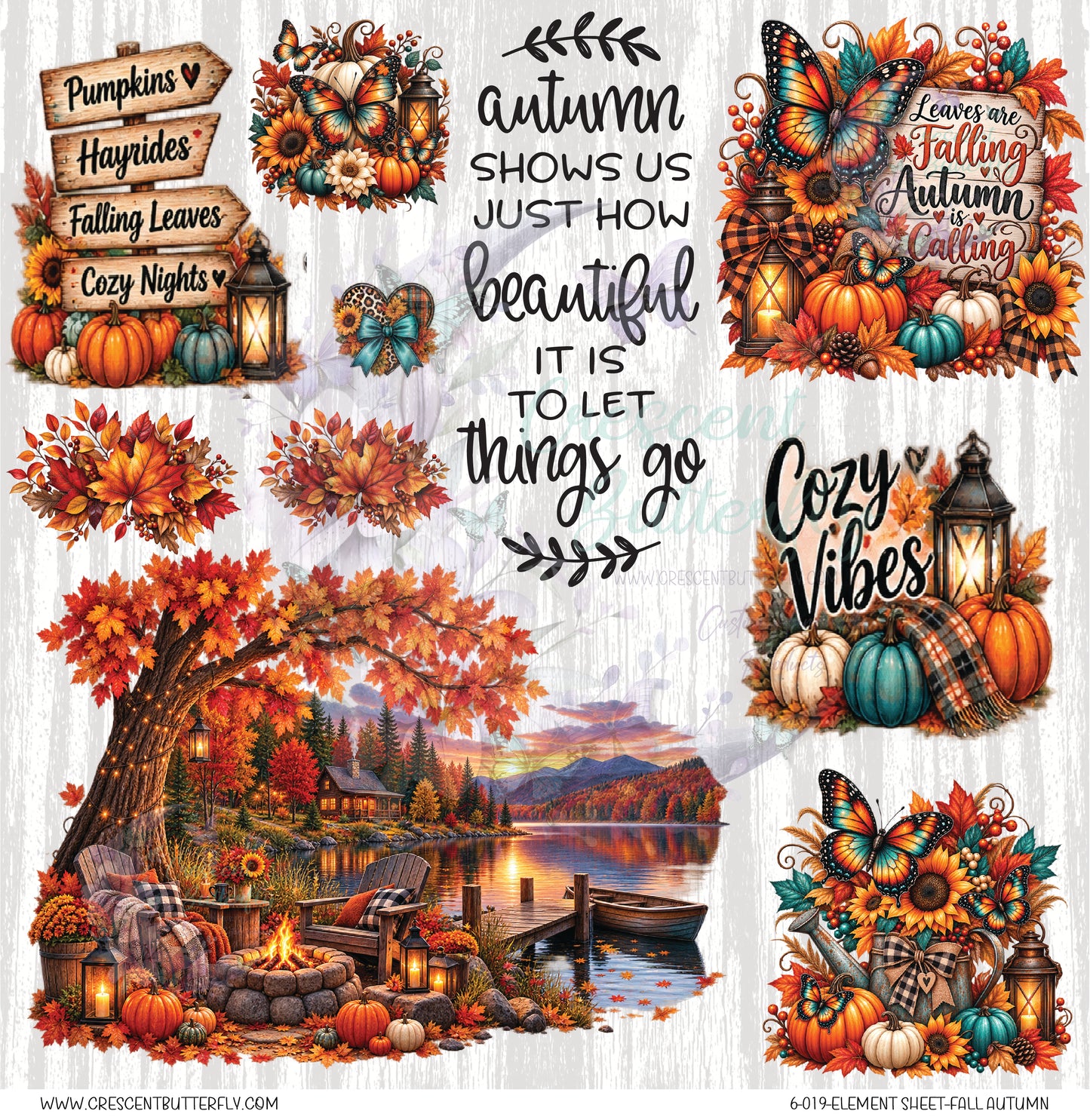 6-019-Element Sheet-Fall Autumn UV DTF