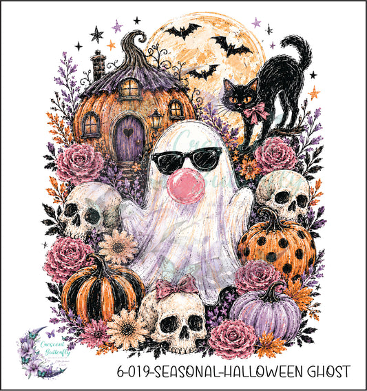 6-019-Seasonal-Halloween Ghost UV DTF Decal