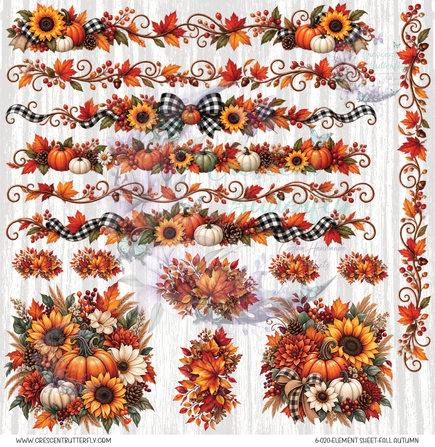 6-020-Element Sheet-Fall Autumn UV DTF Decal