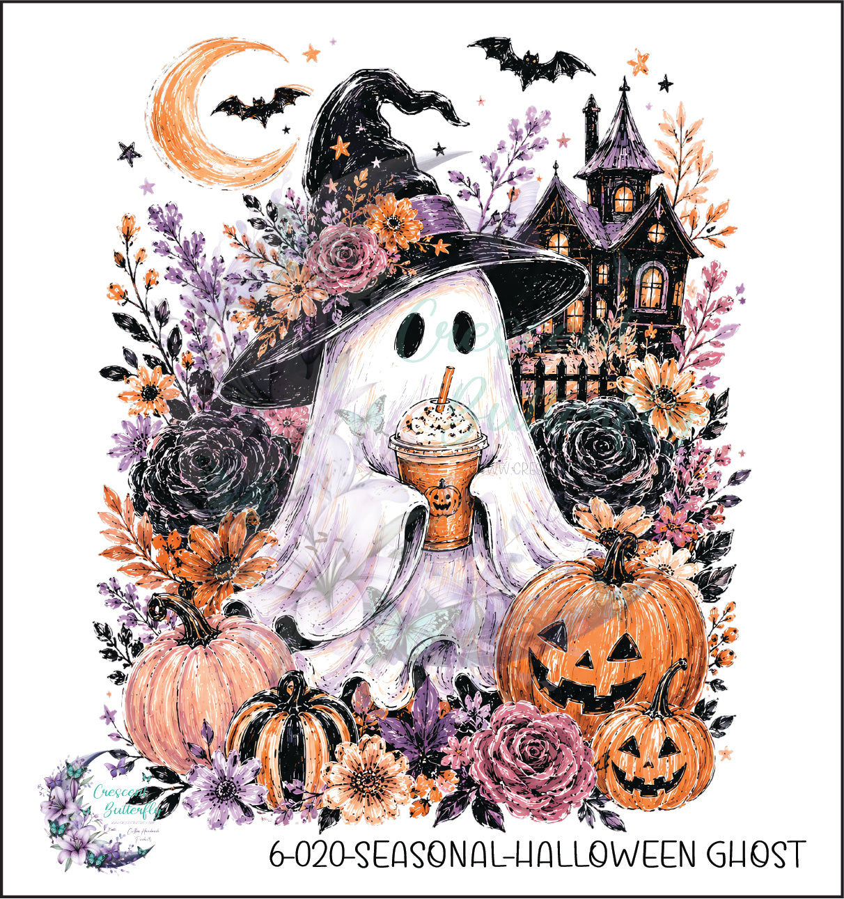 6-020-Seasonal-Halloween Ghost UV DTF Decal