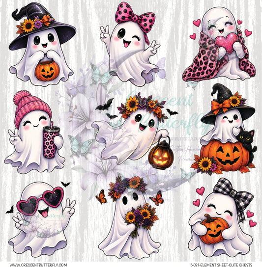 6-021-Element Sheet-Cute Ghosts UV DTF