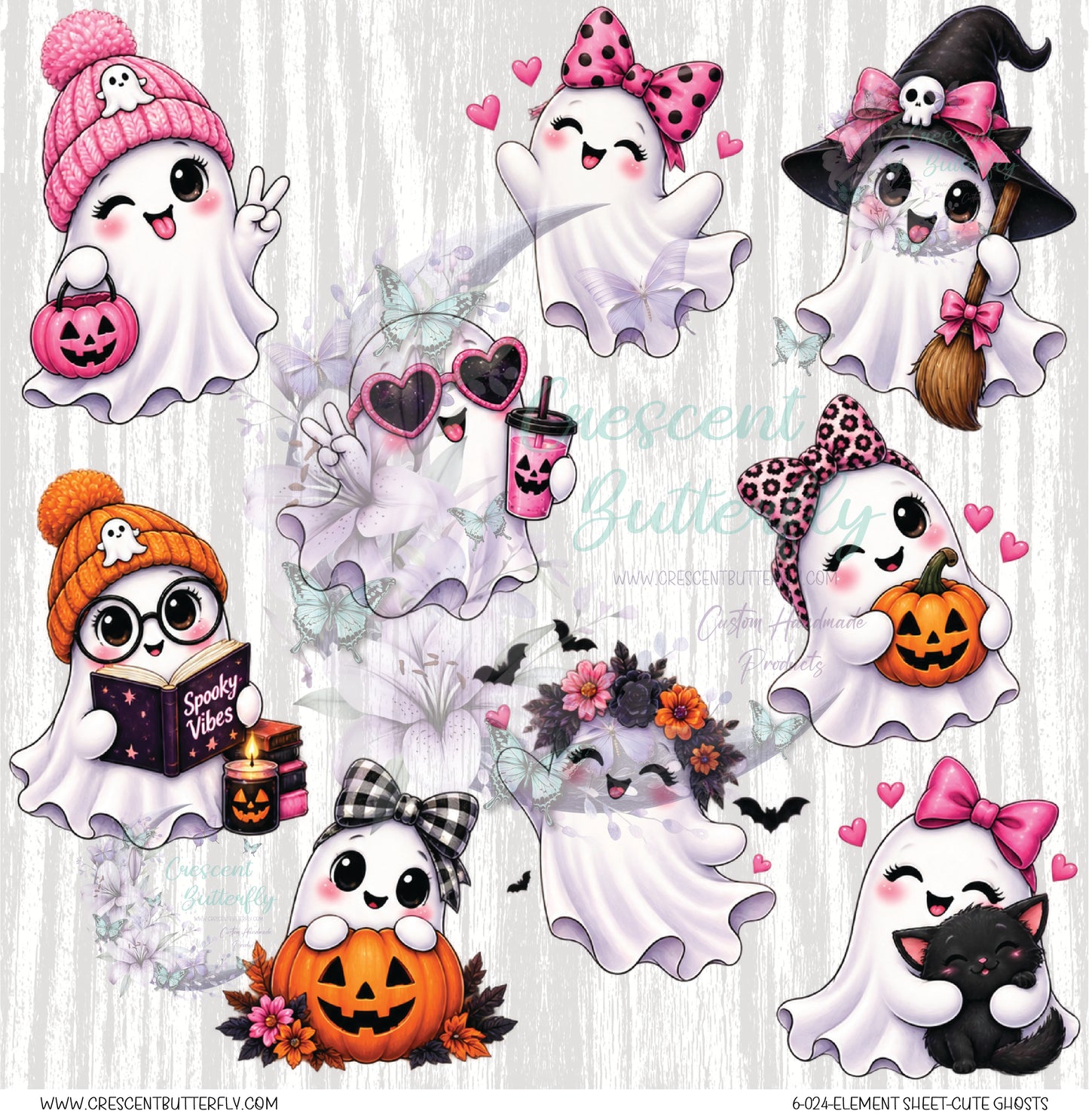 6-024-Element Sheet-Cute Ghosts UV DTF