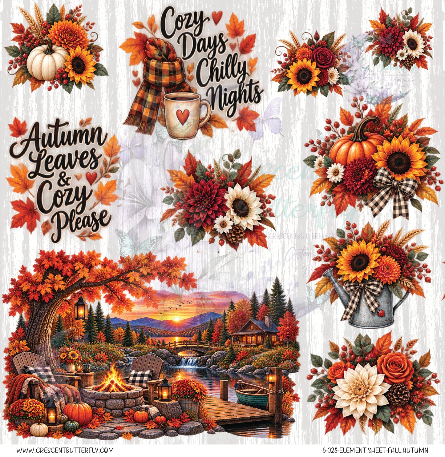 6-028-Element Sheet-Fall Autumn UV DTF