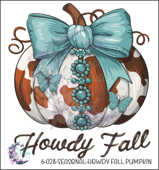 6-028-Seasonal-Howdy Fall Pumpkin UV DTF Decal