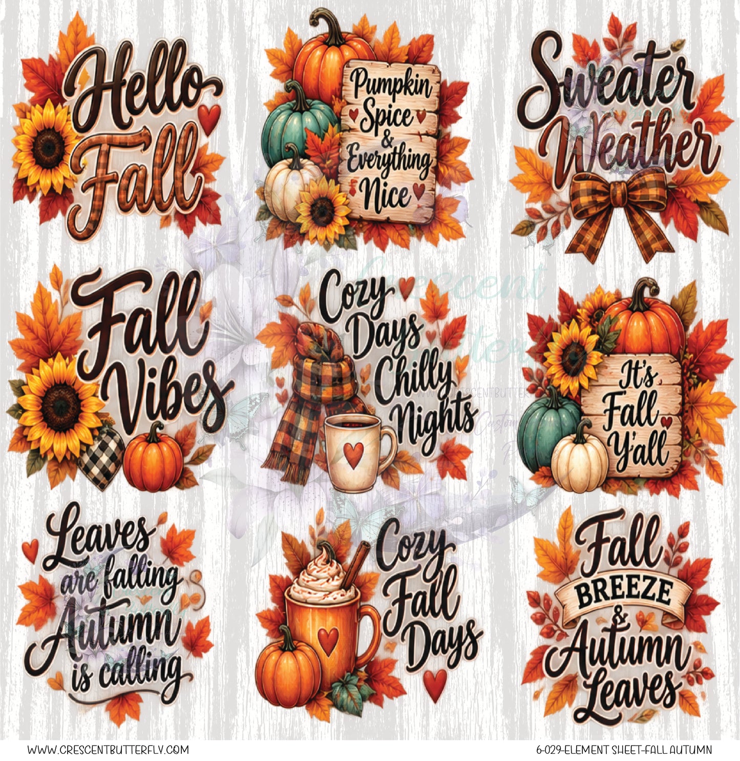6-029-Element Sheet-Fall Autumn UV DTF