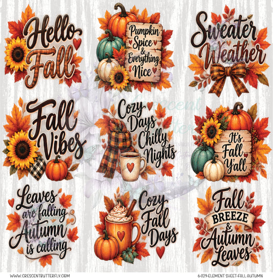 6-029-Element Sheet-Fall Autumn UV DTF