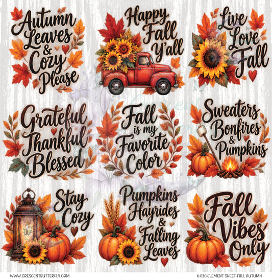 6-030-Element Sheet-Fall Autumn UV DTF