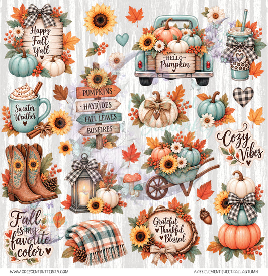6-033-Element Sheet-Fall Autumn UV DTF