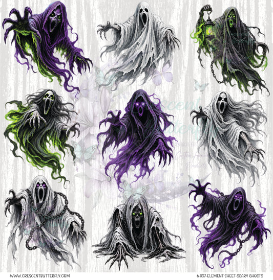 6-037-Element Sheet-Scary Ghosts UV DTF