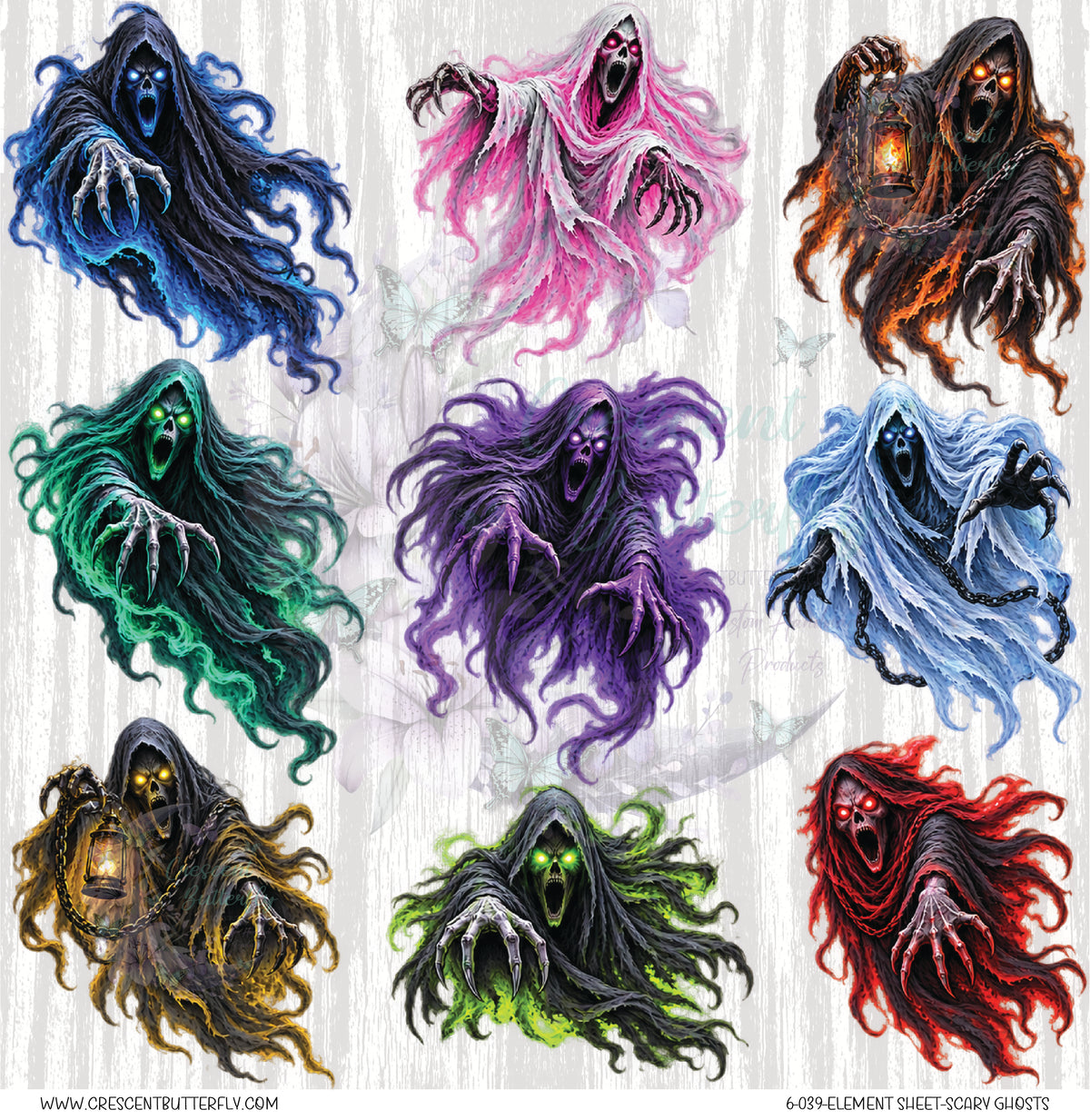 6-039-Element Sheet-Scary Ghosts UV DTF