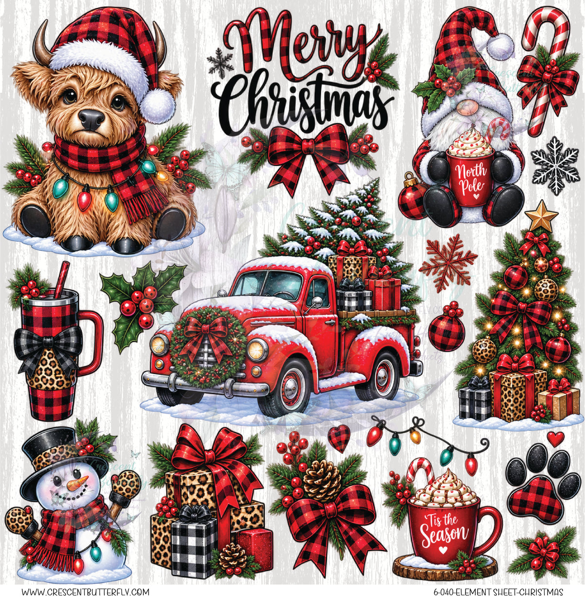 6-040-Element Sheet-Christmas UV DTF